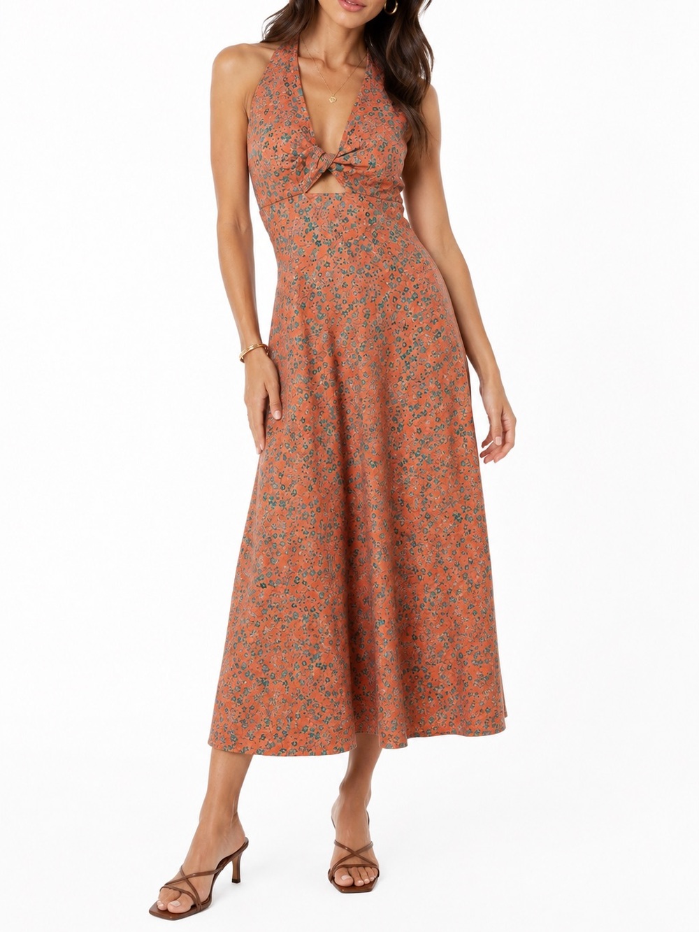 NWOT Madewell Floral Front Cut Out Midi Dress-size 12